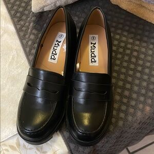 Mudd Black Leather Penny Loafers Flats